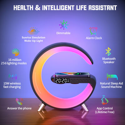 Функция задыхания Беспроводной Bluetooth динамик Qi зарядное устройство ABS с лампой атмосферы