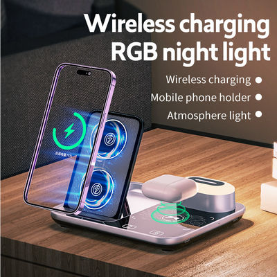 RGB Qi беспроводное зарядное устройство Dock Base 205KHz Черный Для домашнего убранства