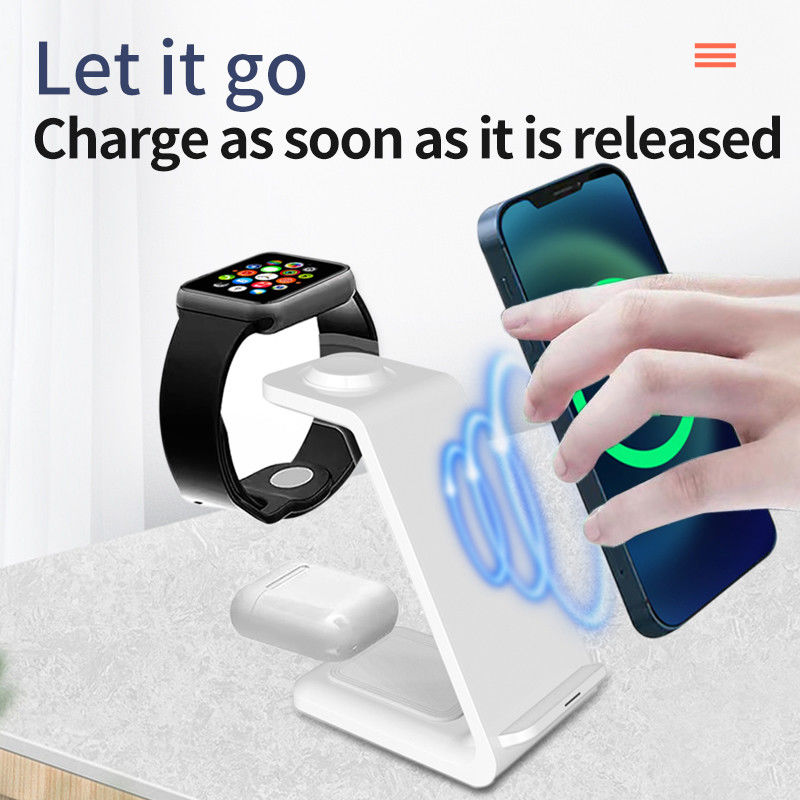 Многофункциональное Qi 3 в 1 15w беспроводное зарядное устройство для Iphone Iwatch Телефонный стенд